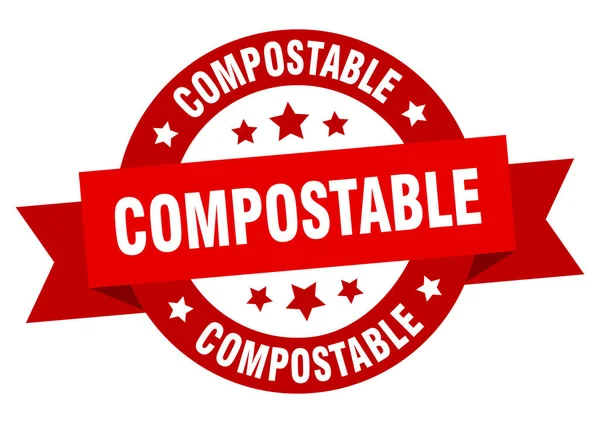 Etichetta Isolata Nastro Rotondo Compostabile Segno Compostabile — Vettoriale Stock