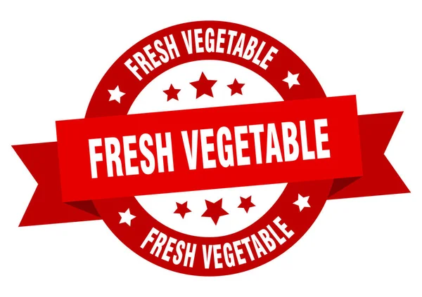 新鮮な野菜の丸リボン分離ラベル 新鮮な野菜の看板 — ストックベクタ
