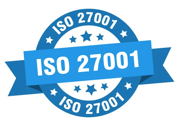 Iso 27001 Kulatá Stuha Izolovaný Štítek Znak Iso 27001 — Stockový vektor