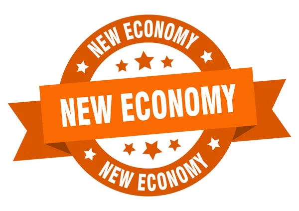 Nueva Economía Cinta Redonda Etiqueta Aislada Signo Nueva Economía — Archivo Imágenes Vectoriales