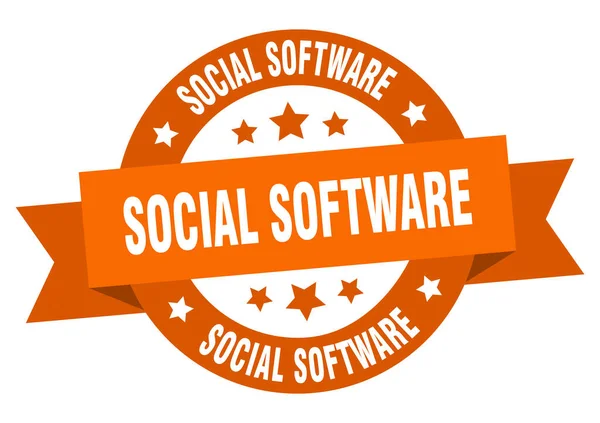 Sociale Software Rond Lint Geïsoleerde Label Sociaal Softwareteken — Stockvector