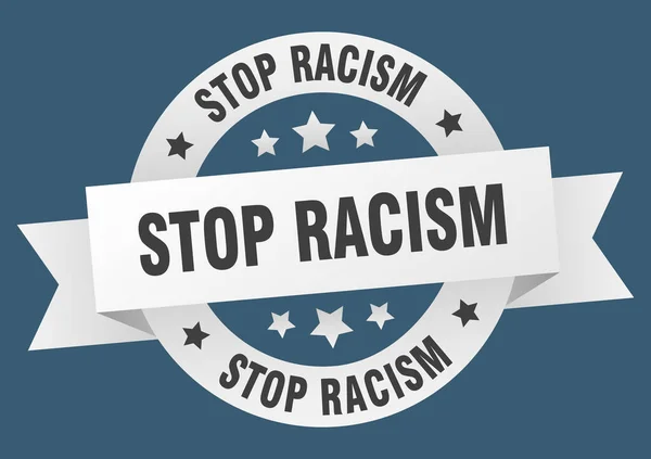 Σταματήστε Ρατσισμό Γύρω Από Κορδέλα Απομονωμένη Ετικέτα Στοπ Του Ρατσισμού — Διανυσματικό Αρχείο