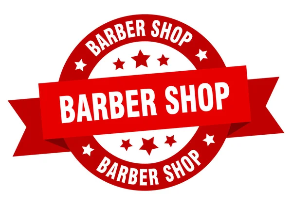 Barbearia Redonda Fita Etiqueta Isolada Barbeiro Loja Sinal — Vetor de Stock