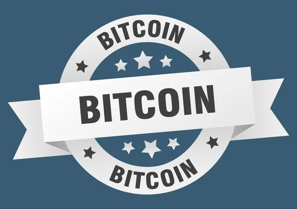 Bitcoin Rundes Band Isoliert Etikett Bitcoin Zeichen — Stockvektor