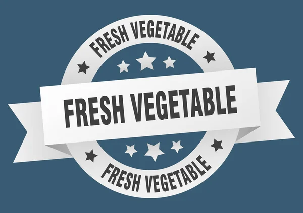 Ruban Rond Légumes Frais Étiquette Isolée Signe Légumes Frais — Image vectorielle