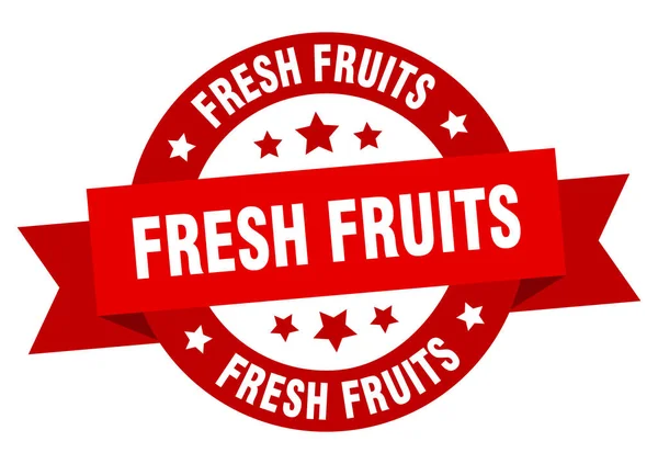 Fruta Fresca Cinta Redonda Etiqueta Aislada Signo Frutas Frescas — Archivo Imágenes Vectoriales