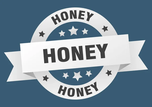 Medová Kulatá Stuha Izolovaný Štítek Značka Medu — Stockový vektor