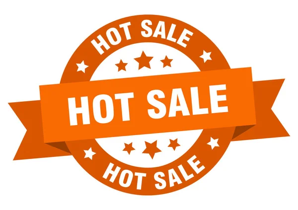Καυτή Πώληση Στρογγυλή Κορδέλα Απομονωμένη Ετικέτα Σύμβολο Θερμής Πώλησης — Διανυσματικό Αρχείο