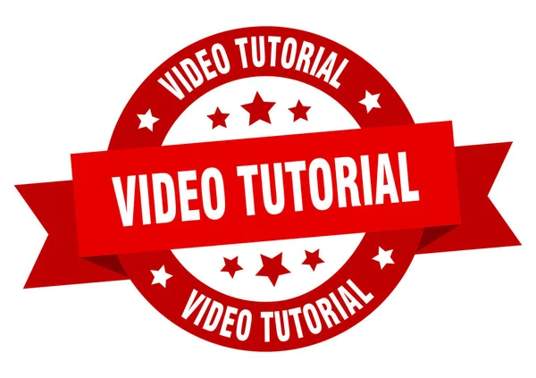 Video Tutorial Runda Band Isolerad Etikett Videohandledning — Stock vektor