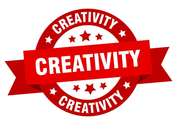 Kreatywność Okrągła Wstążka Izolowane Etykiety Znak Kreatywności — Wektor stockowy