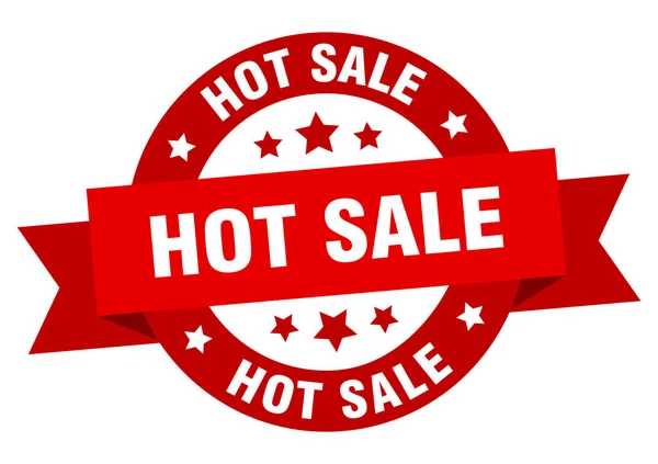 Καυτή Πώληση Στρογγυλή Κορδέλα Απομονωμένη Ετικέτα Σύμβολο Θερμής Πώλησης — Διανυσματικό Αρχείο