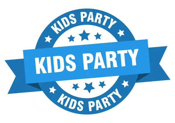 Kids Party Ribbon Isolated Label Kids Party Sign — Stock Vector