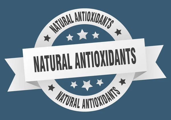 Antiossidanti Naturali Etichetta Rotonda Nastro Isolato Segno Antiossidanti Naturali — Vettoriale Stock