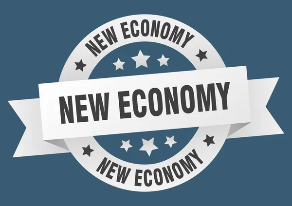 Nowej Gospodarki Okrągłe Wstążki Wyodrębnione Etykiety Nowy Znak Gospodarki — Wektor stockowy