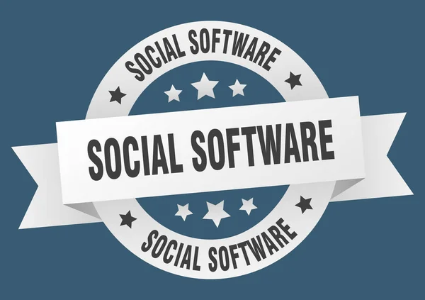 Oprogramowanie Społeczne Okrągła Wstążka Odizolowana Etykieta Znak Oprogramowania Społecznego — Wektor stockowy
