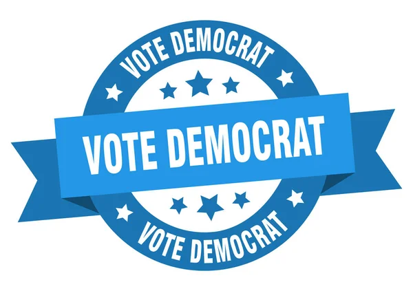 Ψηφοφορία Δημοκρατική Στρογγυλή Κορδέλα Απομονωμένη Ετικέτα Ψήφος Δημοκράτης — Διανυσματικό Αρχείο