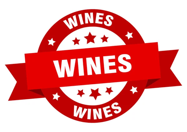 Vins Ronds Ruban Isolé Étiquette Signe Des Vins — Image vectorielle