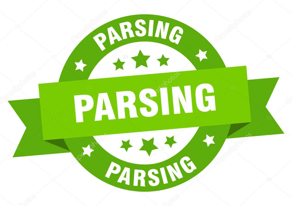 parsing round ribbon isolated label. parsing sign