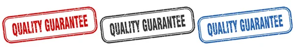 Quality Guarantee Square Isolated Sign Set Quality Guarantee Stamp — Stock Vector