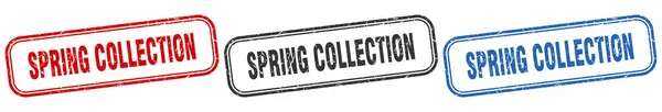 Coleção Mola Quadrado Conjunto Sinal Isolado Carimbo Coleção Primavera — Vetor de Stock