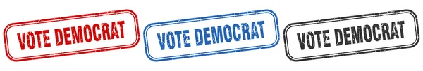Vote Democrat Square Isolated Sign Set Vote Democrat Stamp — Stock Vector