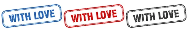 Con Amor Cuadrado Conjunto Letreros Aislados Con Sello Amor — Vector de stock