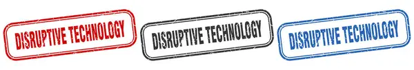 Tecnología Disruptiva Cuadrado Signo Aislado Conjunto Sello Tecnología Disruptiva — Archivo Imágenes Vectoriales