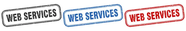 Web Services Quadrado Isolado Conjunto Sinais Carimbo Serviços Web — Vetor de Stock