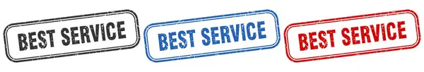 Best Service Square Isolated Sign Set Штамп Лучшего Сервиса — стоковый вектор