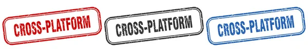 Cross Platform Vierkante Geïsoleerde Bordset Postzegel Met Meerdere Platforms — Stockvector