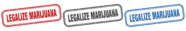 Legalize Marijuana Square Isolated Sign Set Legalize Marijuana Stamp — Stock Vector