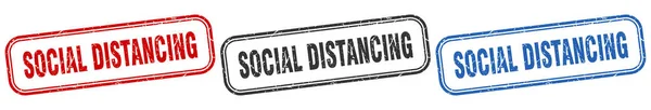 Distance Sociale Carré Isolé Signe Ensemble Timbre Distance Sociale — Image vectorielle