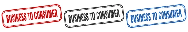 Business Consumer Vierkante Geïsoleerde Teken Set Van Bedrijf Tot Consument — Stockvector