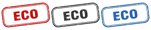 Eco Vierkante Geïsoleerde Teken Set Eco Stempel — Stockvector