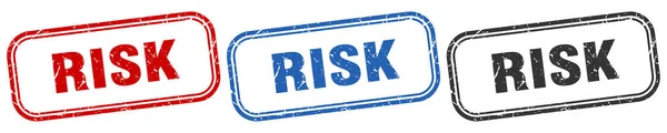 Risico Vierkante Geïsoleerde Teken Set Risicostempel — Stockvector