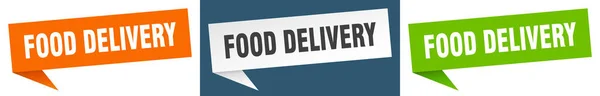 food delivery banner sign. food delivery speech bubble label set