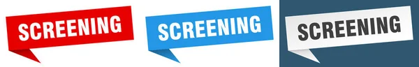 Screening Banner Screening Sprechblase Etikett Gesetzt — Stockvektor