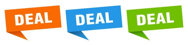 Deal Banner Zeichen Deal Sprechblase Etikett Gesetzt — Stockvektor