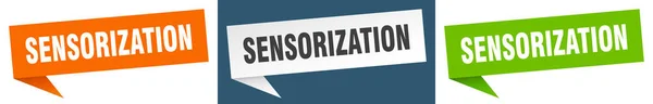 Señal Banner Sensorización Sensorización Discurso Burbuja Etiqueta Conjunto — Vector de stock