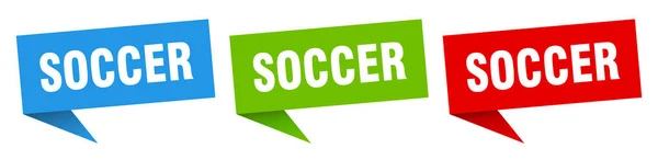 Sinal Bandeira Futebol Futebol Discurso Bolha Rótulo Definido — Vetor de Stock