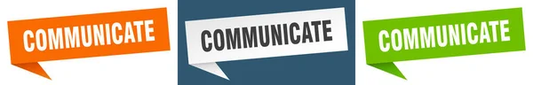 Kommunikálni Transzparens Jel Kommunikációs Beszéd Buborék Címke Készlet — Stock Vector
