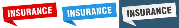 Insurance Banner Sign Insurance Speech Bubble Label Set — Stock Vector