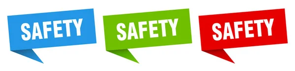 Safety Banner Sign Safety Speech Bubble Label Set — Stock Vector