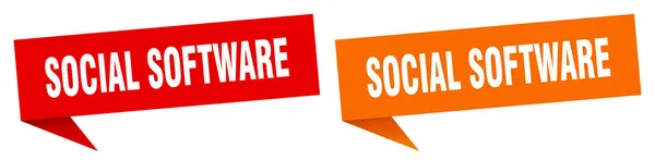 Segno Banner Del Software Sociale Set Etichette Bolle Vocali Software — Vettoriale Stock
