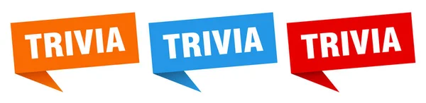 Sinal Banner Trivia Trivia Etiqueta Bolha Fala Conjunto —  Vetores de Stock