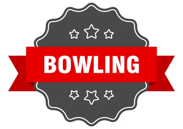 Bowling Kegeln Isolierte Robbe Retro Aufkleberschild — Stockvektor