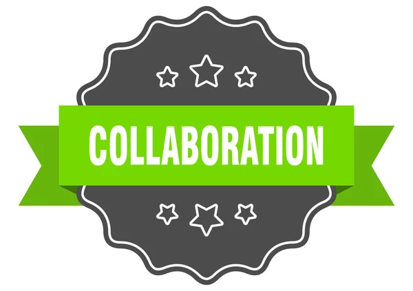 Collaboration Label Collaboration Isolated Seal Retro Sticker Sign — Stock Vector