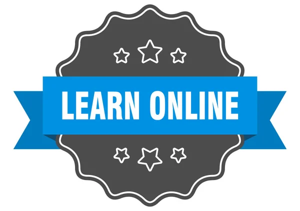Imparare Etichetta Online Imparare Line Sigillo Isolato Adesivo Segno Retrò — Vettoriale Stock