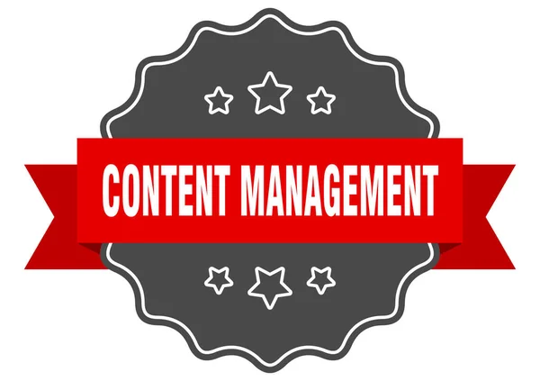 Content Management Etikett Content Management Isoliert Siegel Retro Aufkleberschild — Stockvektor