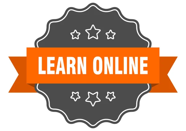Imparare Etichetta Online Imparare Line Sigillo Isolato Adesivo Segno Retrò — Vettoriale Stock